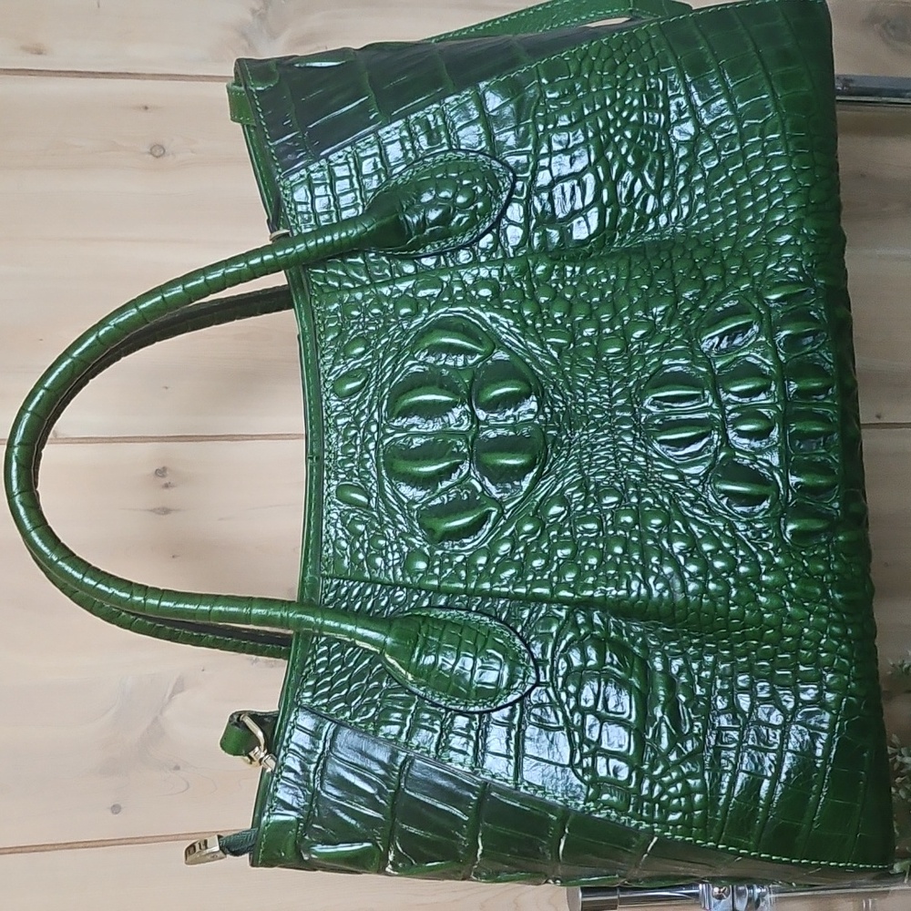 Pijushi Crocodile Pattern Green Satchel Bag - Picture 1 of 9